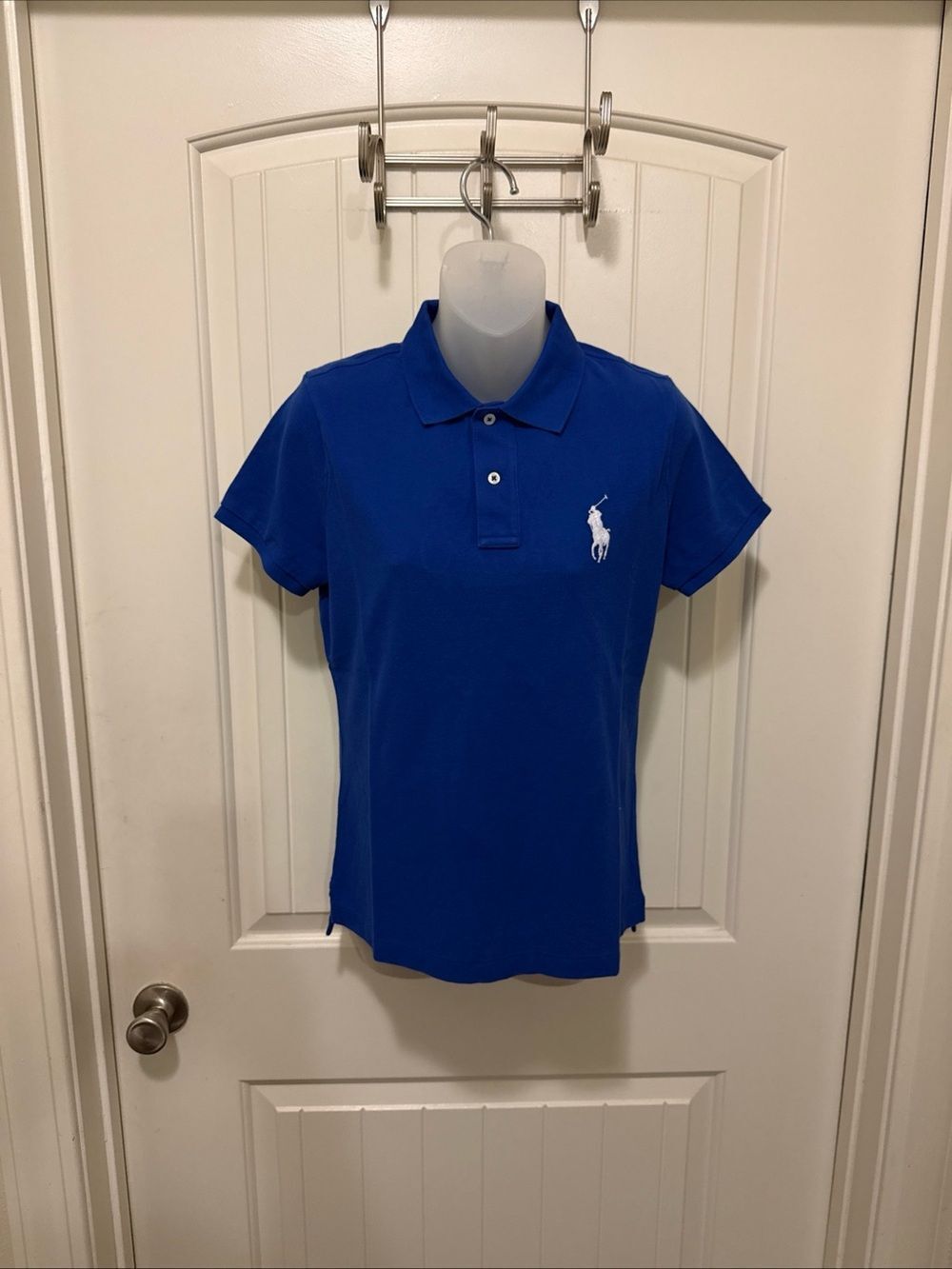 Vintage Y2K Ralph Lauren Polo Blue Cologne Short Sleeve Shirt Women’s Size Large